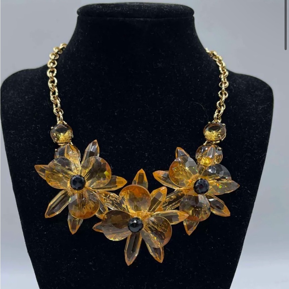 KATE SPADE Blooming Brilliant Gold Tone Floral Statement Necklace